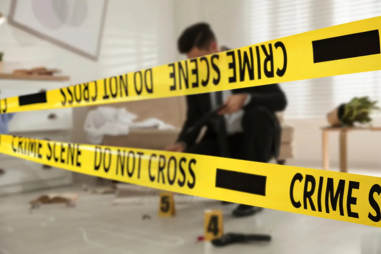 yellow tapes blocking way to crime scene investigation